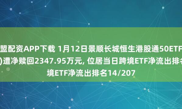 盟配资APP下载 1月12日景顺长城恒生港股通50ETF(159109)遭净赎回2347.95万元, 位居当日跨境ETF净流出排名14/207